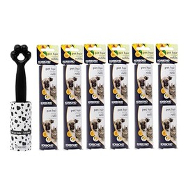 KORBOND Pet Lint Roller & Lint Refill Rolls Set - 429 Sheets - Printed Pet Roller (33) plus 12 Refill Rolls (396) - Dog Hair Remover - Cat Hair Remover