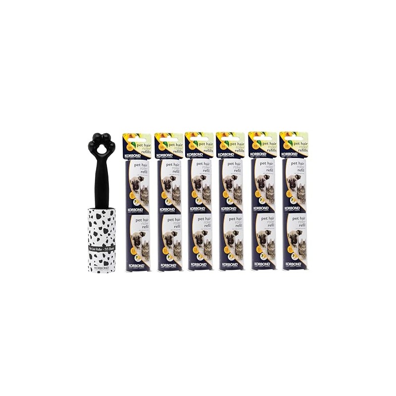 KORBOND Pet Lint Roller & Lint Refill Rolls Set -