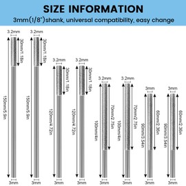 Long Stone Carving Set Diamond Burr Bits Compatible with Dremel, 8PCS Polishing Kits Rotary Tools Cone Accessories with1/8" Shank for Carving, Engraving, Grinding, Stone, Rocks, Jewelry, Glass