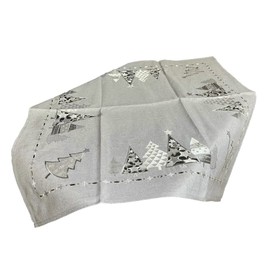 Glittering Christmas Tablecloth with Christmas Tree and Stars in Elegant Grey 85 x 85 cm
