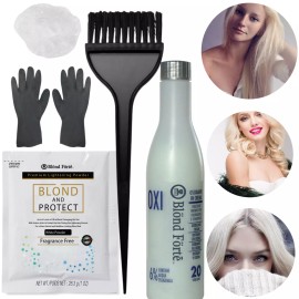 Blond Forte DIY Blond & Protect 8+ Level Hair Bleach Lightening Kit + 40 Vol Developer Bonus - White Powder