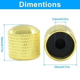 Jiozermi 4 Pcs Gold Metal Guitar Knobs, Potentiometer Knobs Guitar Volume Tone Control Knob Knurled Metal Dome Knob for Fender Gibson Telecaster Bass Les Paul Electric Guitar