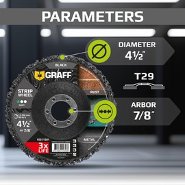 4.5 Inch Paint Stripping Disc - Rust Remover Wheel, Abrasive Discs Rust, Oxidation, Paint Remover Stripper Discs - Strip Discs 4 1/2 for Angle Grinder GRAFF 10 Packs (7/8" Arbor)