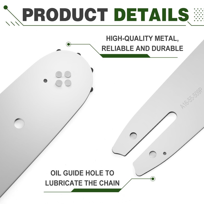 Blulu 4 Pack 16 Inch Chainsaw Guide Bar Replacement Compatible