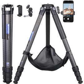 Compact Carbon Fiber Tripod with Stone Bag ARTCISE CT80C Heavy Duty Travel Camera Stand for Canon Sony Nikon DSLR Camcorder,Max Load 55lbs(Extra Gift:Stone Bag,CNC Magic arm, CNC Phone Clip)