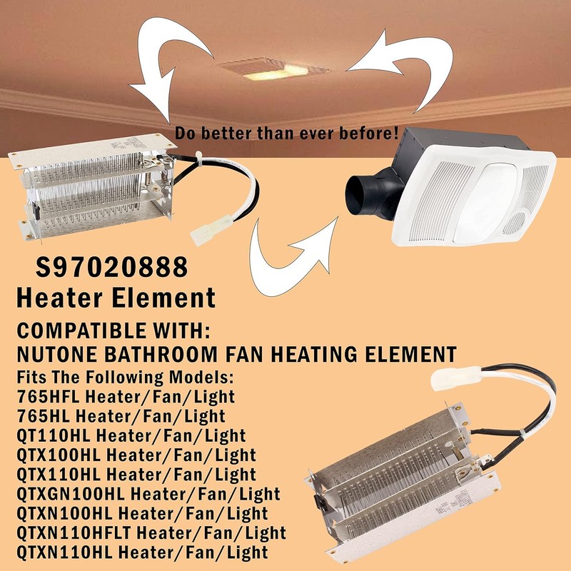 S97020888 Heating Element For Nutone Bathroom Fan Replacement Parts, For