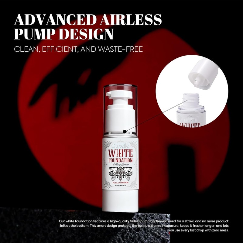 Guxelle White Liquid Foundation, Waterproof Full Coverage Foundation Mixer, White