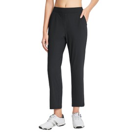 BALEAF Women's Golf Pants Petite Stretch Lightweight Travel Pants Zip Pockets Casual Work Ankle Black M