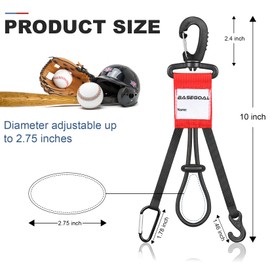 BaseGoal 3 in 1 Dugout Organizer, Baseball Softball Bag Hook for Fence, Bat Holder for Dugout Fence, Baseball Dugout Accessories, Water Bottle Hook for Bag (2 Pack)