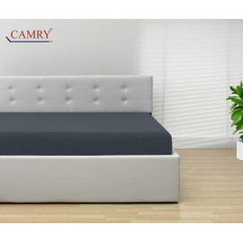Camry Fitted Sheet 120 x 200 cm - 130 x 200 cm Grey Cotton Bed Sheet Jersey Fitted Sheet Oeko-Tex 100