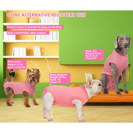 Wabdhaly Wabdhaly Recovery Suit for Dogs,Dog Cone Alternative Zipper Surgery Suit Female Spay,Soft Dog Surgery Suit for Anti Licking,Breathable Surgical Suit for Dogs Female Spay