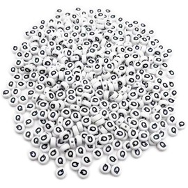 abalorio de letras del alfabeto para pulseras de bricolaje (Q (negro sobre blanco))