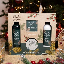 Christmas Home Spa Gift Set Apple Cinnamon Body Lotion Bath Salts Scrub Boxed