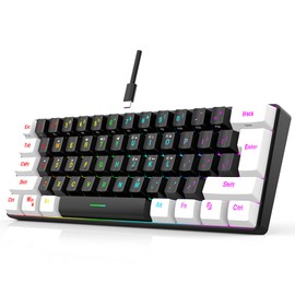 Mini Teclado RGB, Mini 61 Teclas Teclado mecánico para Juegos, Interfaz Tipo C Plug and Play Teclado con Cable, Portátil Teclado Pequeño Compacto...  