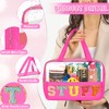 Bolsa de maquillaje transparente con letras de chenilla, bolsa de