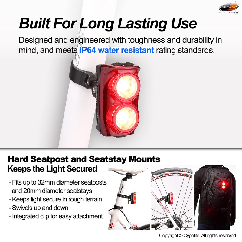 Cygolite Hypershot - Luz Trasera de Bicicleta de 250 lúmenes,