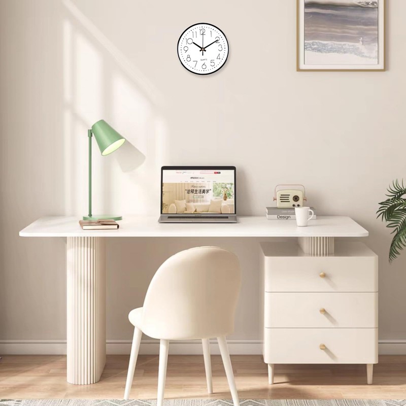 2 Stück 20cm Rund Quartz Wanduhr (Weiß)