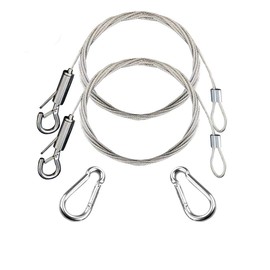 HONGCI 2 Set 1.5mm*2m Adjustable Picture Hanging Wire With 2 Crimp Tube&2 M4 Spring hook) Heavy Duty Stainless Steel Wire Rope for Hanging Picture Frames,Light/Lamp Hardware,Hold Up to 30 KG