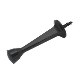 QCAA Rubber Tip Heavy Duty Solid Rigid Door Stop, 3", Zinc Die Cast, Matte Black, 20 Pack