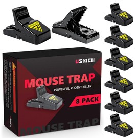 USKICH 8 Pack Mouse Traps Indoor for Home, Mouse Trap for House Indoor Kill, Reusable Mice Traps, Small Rat Traps for Home, Quick-Set Effective Mousetraps for Family