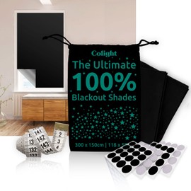 Portable Blackout Curtain 100% Black Out Room Darkening Light 100% Blackout Material Temporary Blackout Blinds for Baby Nursery Bedroom Dorm Travel Window Curtains (Extra Large)