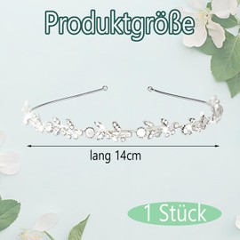 1 Piece Rhinestone Wedding Headband Silver Crystal Headband Hair Band Bridal Leaf Hair Accessories Headpiece Bridal Headband Sparkling Party Hair Accessories for Women and Girls