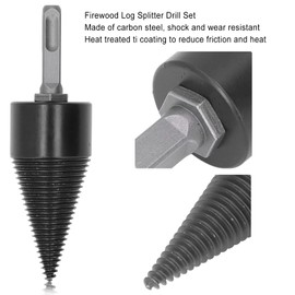 Wood Splitting Drill, 3-Piece 92 mm Wood Splitter Drill Set, Drill Screw, Cone Driver, Firewood Drill, Cone, Wood Splitting Drill, Carbon Steel, Wood Splitter, Tool, Firewood Drill (42 mm / 1.7