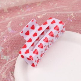 Valentines Hair Clips Red Heart Hair Claw Clips Large Rectangle Hair Jaw Clip Love Acrylic Claw Clips Strong Hold Nonslip Hair Claw for Thin Thick Hair Valentines Hair Accessories for Women