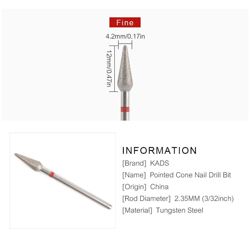 Rolabling Pointed Cone Shaped Nail Drill Bit Nail Polish Gel