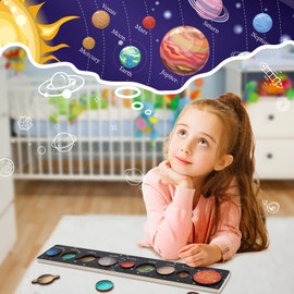 Zeoddler Solar System Puzzle for Kids 3-6, Wooden Space Toys, Planets for Kids, Preschool Learning Activities, Gift for Boys, Girls