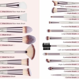 BESTOPE 18 PCs Makeup Brushes Premium Synthetic Series Champagne Gold New Gift Unique