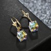 Austrian Crystal Cube Drop Earrings for Women Leverback Dangle Earrings