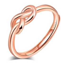 INFINIONLY - Women's Girls 925 Sterling Silver Open Ring, Infinity Symbol Ring, Rose Gold, Engagement Wedding Ring, Adjustable Ring Size, Christmas Birthday Gift, Silver
