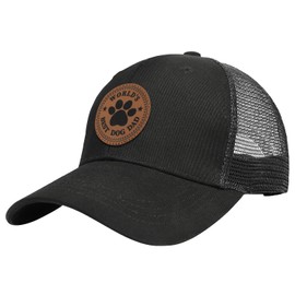 Dog Dad Hats,Best Gifts for Dog Lover, for Dad,Birthday Gift for Men,Dogdad Trucker Hat Adjustable Baseball Cap Black, World's Best Dog Dad, One Size