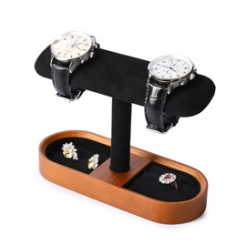 Oirlv SM21203 Wooden Wristwatch Stand, For 2-4 Watches, Storage, Display, For Photography, Luxury, Stylish, Black