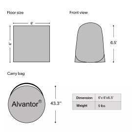 Alvantor Pop Up Screen Tent Camping Screen Room Shade Canopy Mosquito Tent - 6'x6', Beige