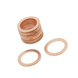Partuto 18mm Inner Dia Copper Crush Washers Flat Sealing Gaskets Rings 20pcs Replacement
