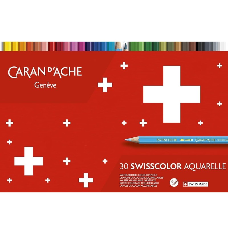 Caran d'Ache Swisscolor Watercolour Pencils in Metal Box, 30 Pieces