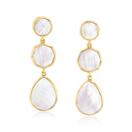 Ross-Simons Mother-Of-Pearl Geometric Drop Earrings in 18kt Gold Over Sterling