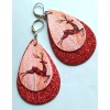 handcrafted CHRISTMAS DEER glitter red PU Leather dangle earring SP
