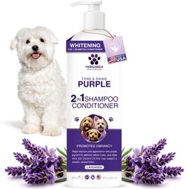 Pawganica 2-in-1 Purple Shampoo for Dogs, Supports Coat Whitening & Softness, pH-Balanced, Fur Whitening Dog Shampoo and Conditioner, Shampoo for Smelly Dogs 8 fl oz