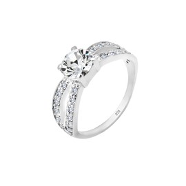 Elli Women's Ring Solitaire Glamorous with Crystal, 54, Silver, Crystal