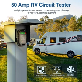 Nilight 50 AMP RV Circuit Tester 125/250V Analyzer Plug with LED Indicator Light amp Nema 14-50P ETL Listed Surge Protector for Camper Trailer
