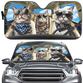 Handsome Bengal Cat Driving Windshield Sunshade Car Front Windshield Sun Shade, Bengal Cat Driver Auto Window Sun Visor Car Accessories Sunshade Cover,Keep Vehicle Cool,Blocks UV Rays