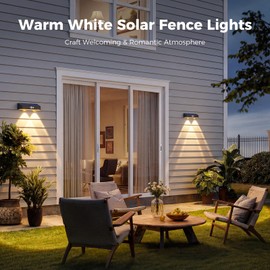kolpop Warm White Solar Fence Lights Solar Powered,2 Pack Motion Sensor Fence Lights Outdoor,IP65 Waterproof,3 Lighting Modes LED Solar Lights for Backyard,Patio,Railing,Wall,Nighttime,Party