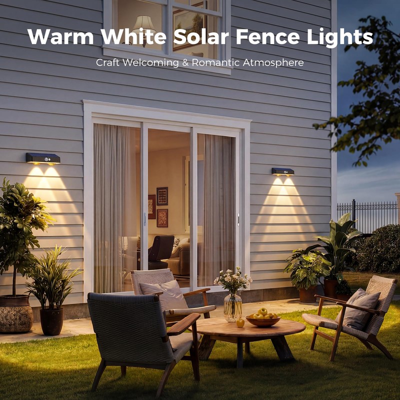 kolpop Warm White Solar Fence Lights Solar Powered,2 Pack Motion