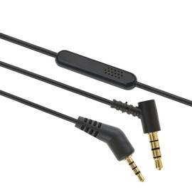 AGS Retail Ltd Compatible Audio Cable Replacement for Bose Quiet Comfort 3 - Black, 1.2m Audio Cable with In-Built Remote and Microphone, Earphone Cable w/Gold-Plated Audio Jacks in Slim Mould Design | Audio Accessories
