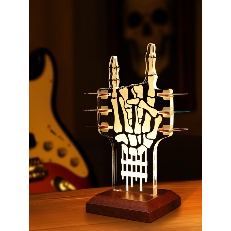 CoolGift Mart Light Up Guitar Pick Holder, Acrylic Rock and