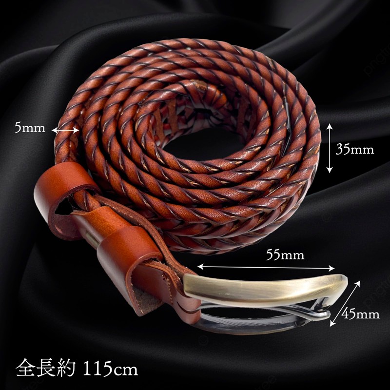 ASPALAND Men's Braided Belt, Retro Buckle, Cowhide Leather, Business, Casual,