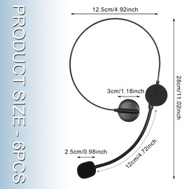 EUPSIIU Pack of 6 Black Headset Microphone Toy, Radio Phone Headset Prop, Popstar Microphone Costume Accessories, Cosplay Costume Prop Headphones, Headphones Toy Costumes (Black), black